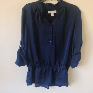 Michael Kors Satin Navy Blue Top